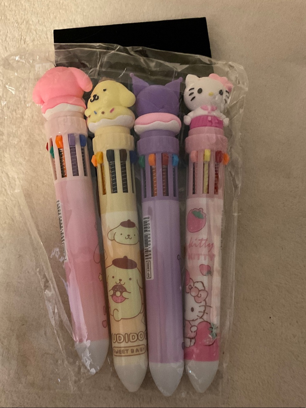 Hello Kitty Multicolor Gel Pen Set - Pink Purple Cream
